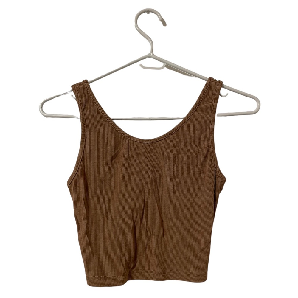 Tan Cropped Tank Top - Picture 2 of 2